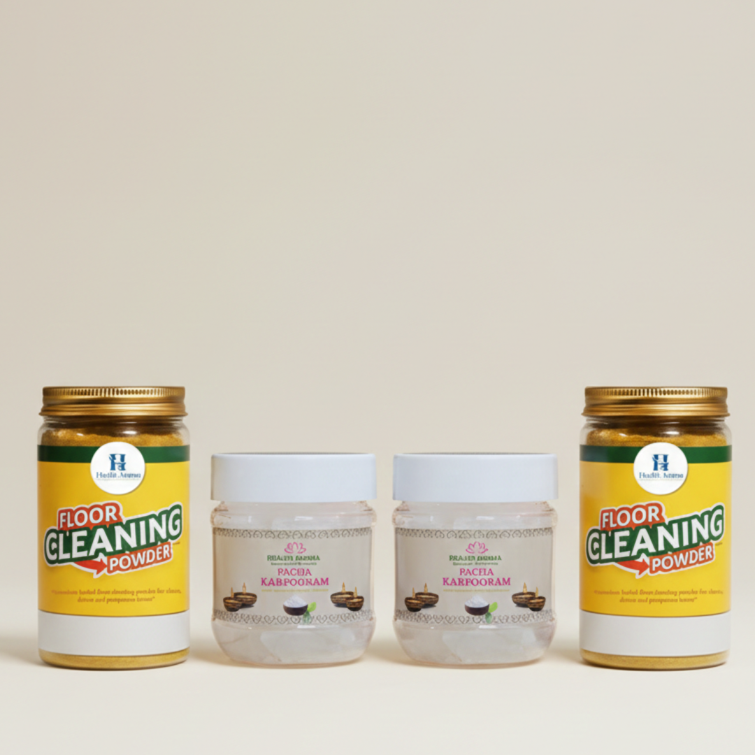 Health Aroma 2 Herbal Floor Cleaner 180 g + 2 Pure Bhimseni Camphor (Pachakarpporam) 80 g Combo