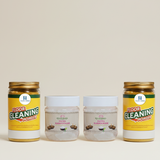 Health Aroma 2 Herbal Floor Cleaner 180 g + 2 Pure Bhimseni Camphor (Pachakarpporam) 80 g Combo