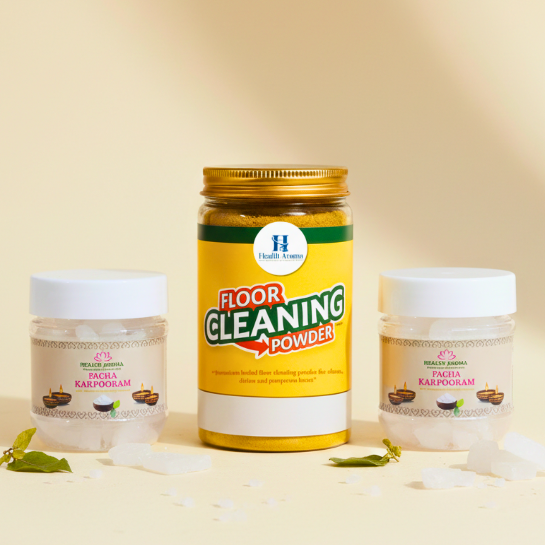 Health Aroma 1 Herbal Floor Cleaner 180 g + 2 Pure Bhimseni Camphor (Pachakarpooram) 80 gCombo