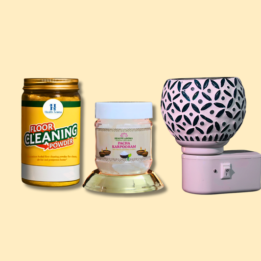 Health Aroma Floor Cleaner 180g + Aroma Diffuser + Bhimseni Camphor (Pachakarpooram) 80g Combo