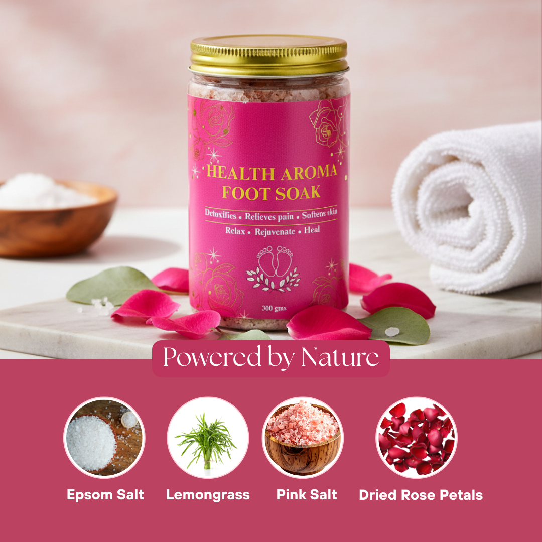 Health Aroma Complete Home & Self-Care Combo | Foot Soak 300g + Floor Cleaner 180g + Diffuser + Camphor 80g