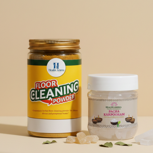 Health Aroma Herbal Floor 180g Cleaner + Pure Bhimseni Camphor(Pachakarpooram) 80g Combo
