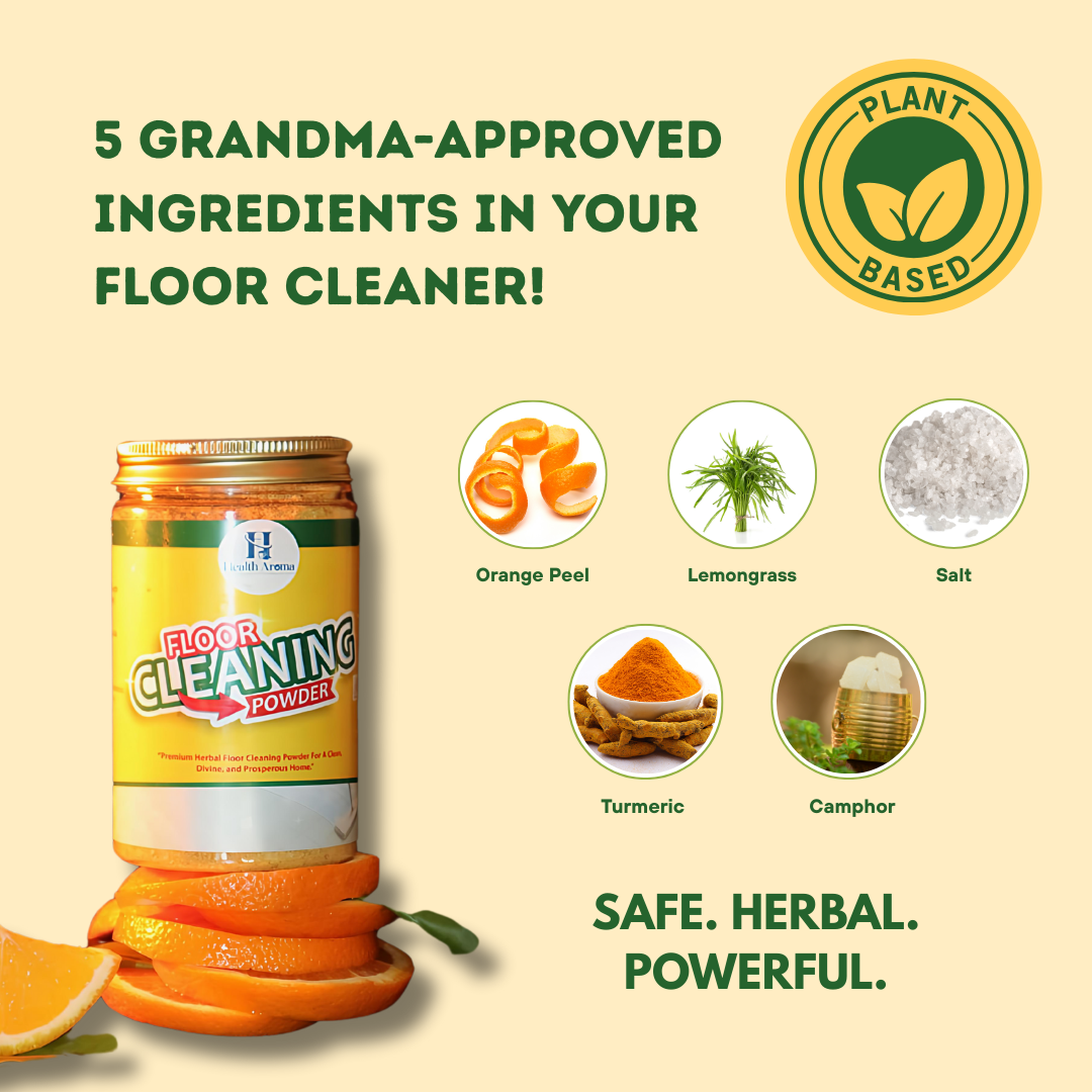 Health Aroma Floor Cleaner 180g + Aroma Diffuser + Bhimseni Camphor (Pachakarpooram) 80g Combo