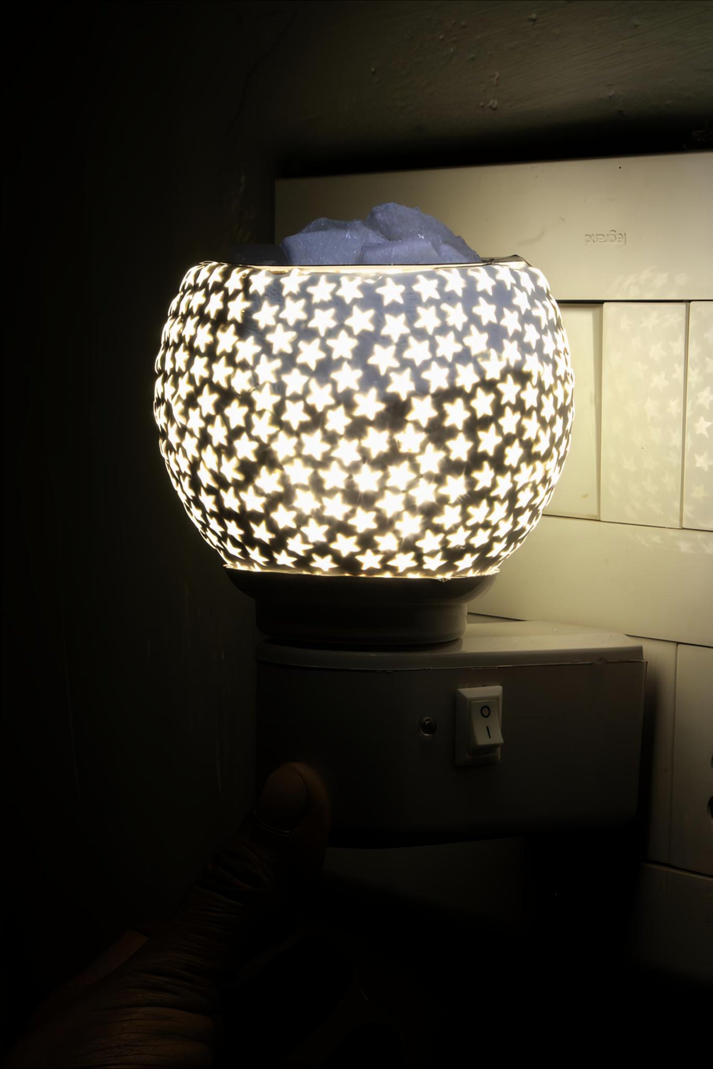 Divine Camphor Diffuser with Natural Bheemseni (Pacha Karpooram) | White Star Pattern