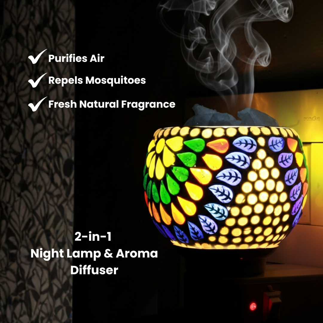 Divine Camphor Diffuser with Natural Bheemseni (Pacha Karpooram) | Rainbow Petal Design