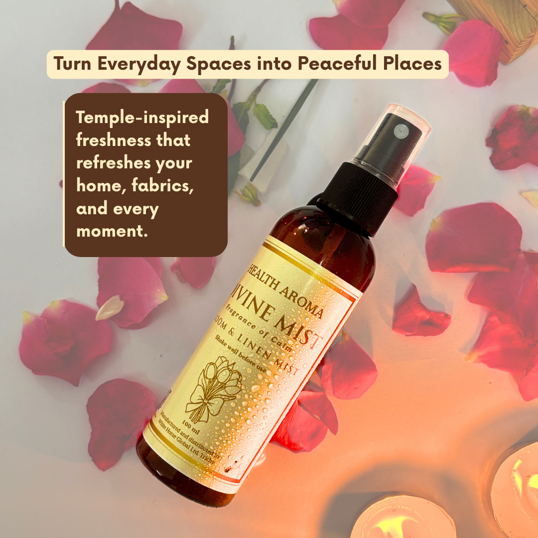 100% organic Divine Mist | Pure Pacha Karpooram Temple-Inspired Room & Linen Spray | 100 ml (Pack of 2)
