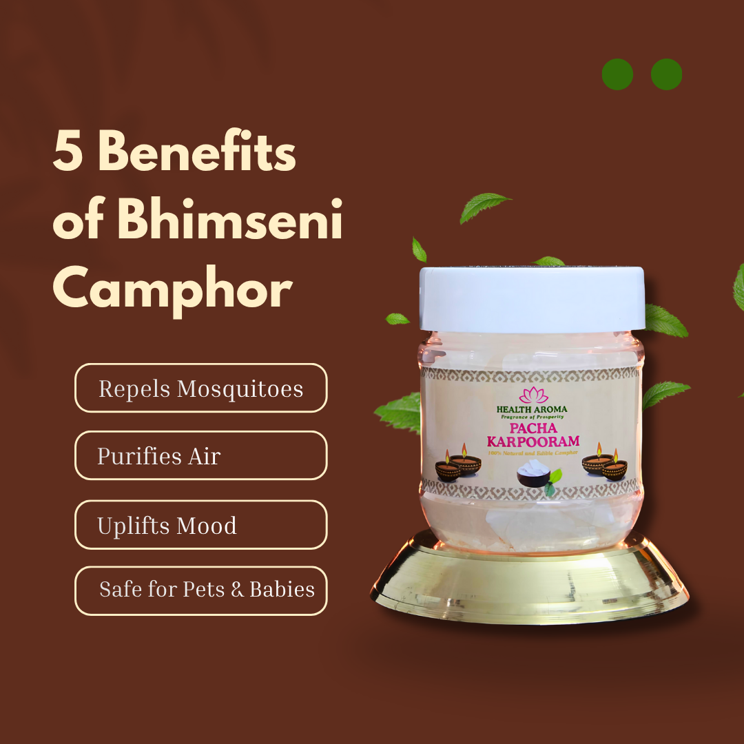 100% Organic Bhimseni Camphor (Pacha Karpooram) – 100g | Health Aroma