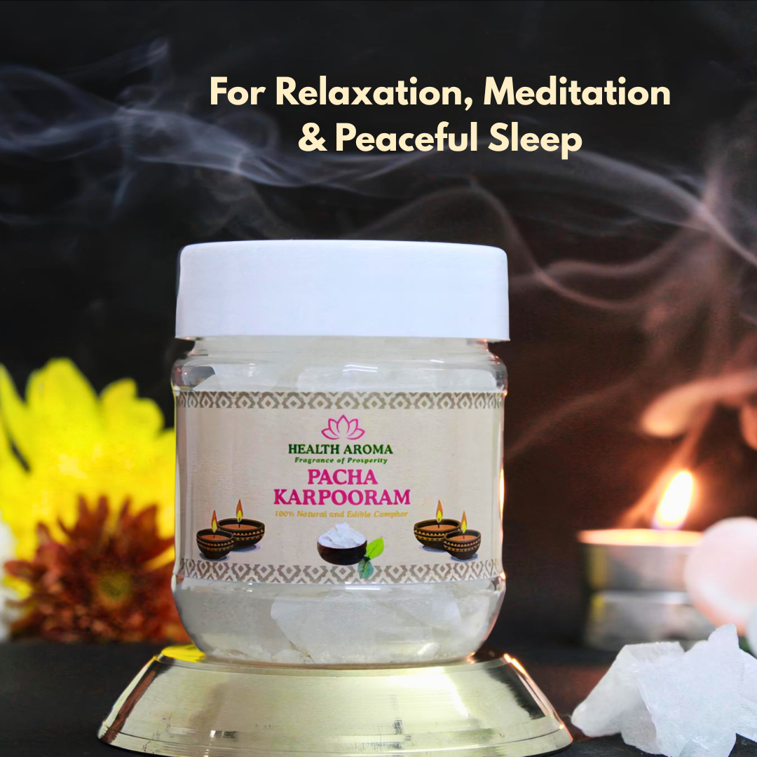 100% Organic Bhimseni Camphor (Pacha Karpooram) – 100g | Health Aroma