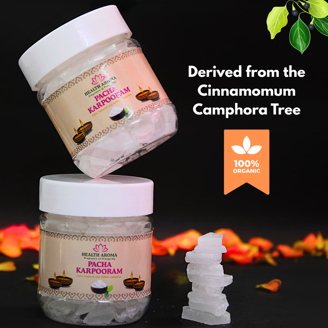 100% Organic Bhimseni Camphor (Pacha Karpooram) – 100g | Health Aroma