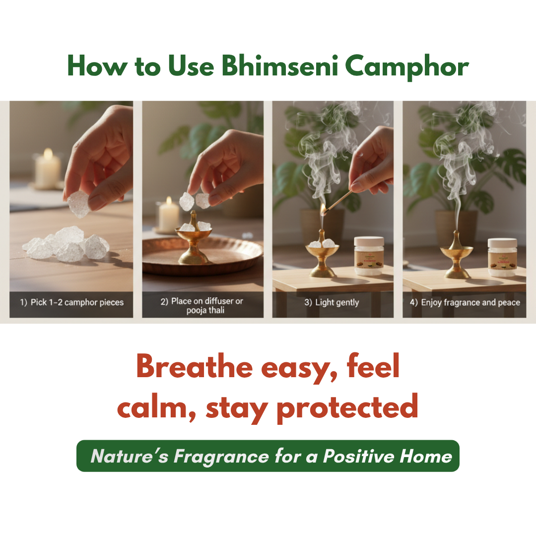 100% Organic Bhimseni Camphor (Pacha Karpooram) – 100g | Health Aroma