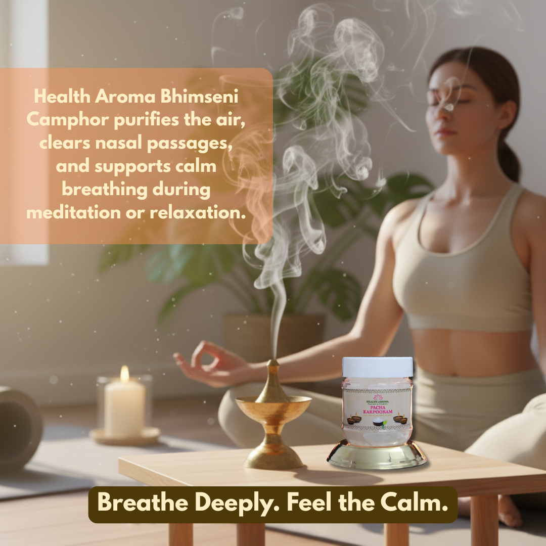 100% Organic Bhimseni Camphor (Pacha Karpooram) – 100g | Health Aroma