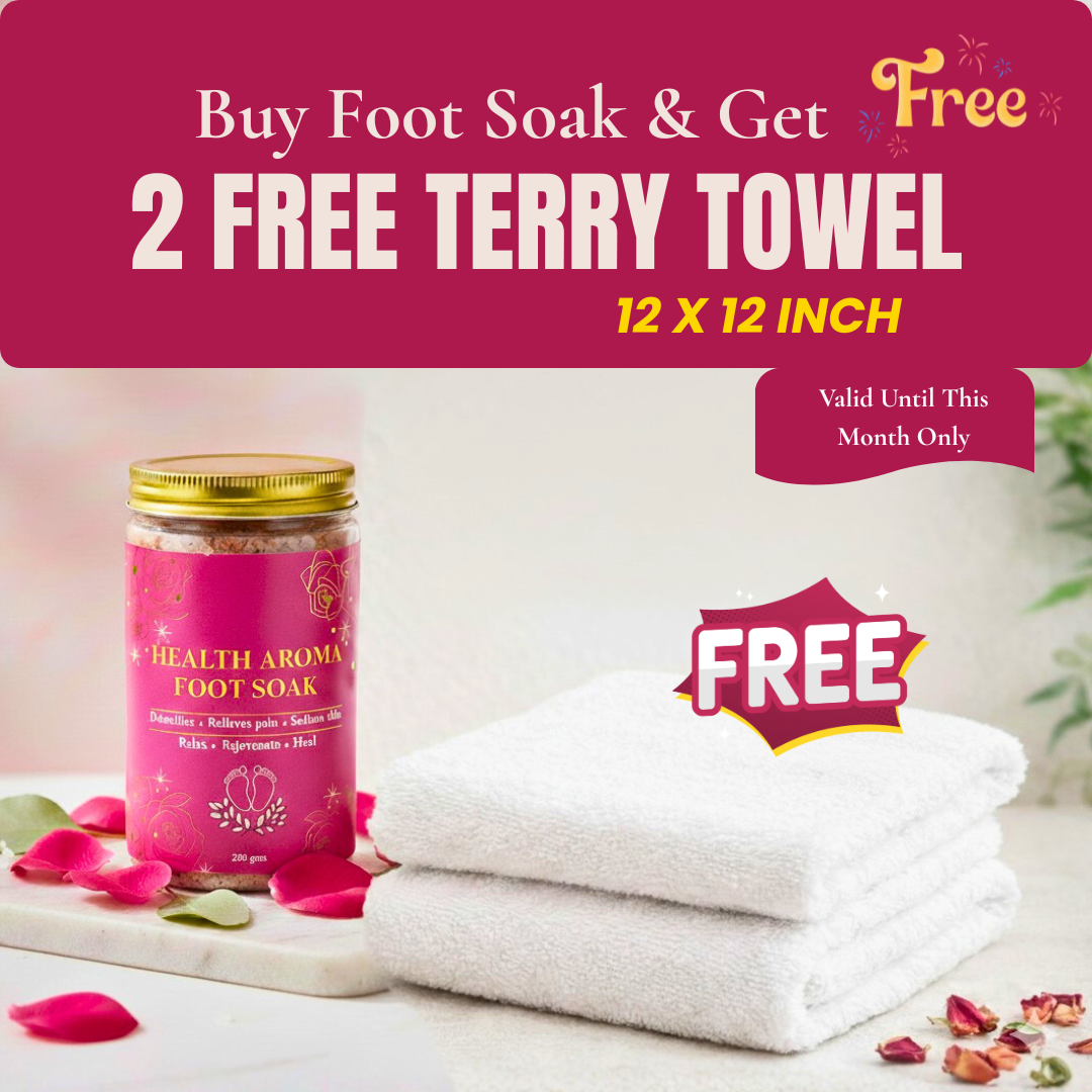 Buy Health Aroma Foot Soak and get 2 FREE Terry Towels (12 × 12 inches)