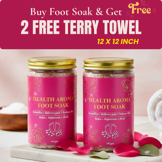 Buy Health Aroma Foot Soak and get 2 FREE Terry Towels (12 × 12 inches) - Pack of 2