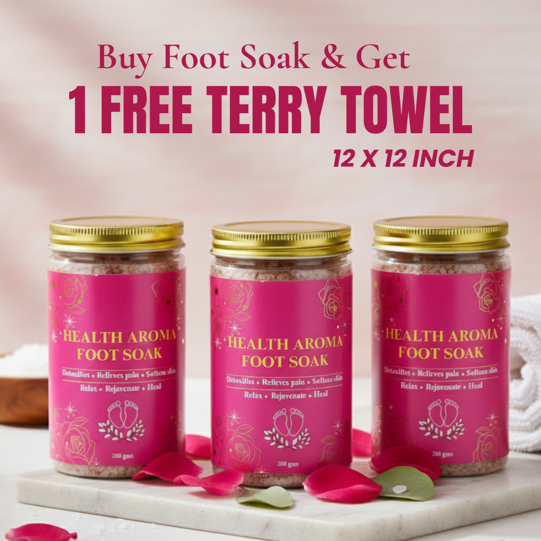 Mineral-Rich Foot Soak with Epsom & Pink Salt | Better Sleep, Stress Relief & Muscle Recovery (300g | Pack 3 | FREE Terry Towel)