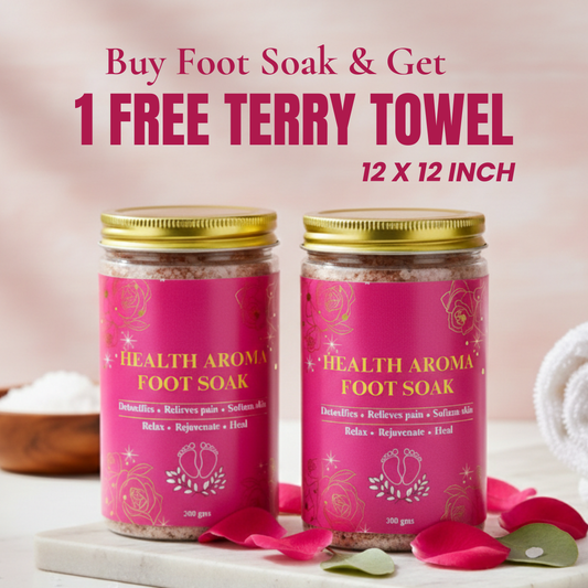 Mineral-Rich Foot Soak with Epsom & Pink Salt | Better Sleep, Stress Relief & Muscle Recovery (300g | Pack 2 | FREE Terry Towel)