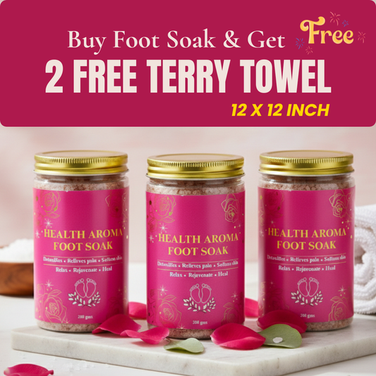 Buy Health Aroma Foot Soak and get 2 FREE Terry Towels (12 × 12 inches) - Pack of 3